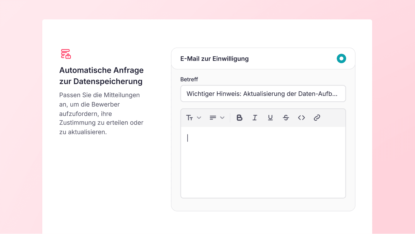 DSGVO-Zustimmungserinnerung für Bewerbende