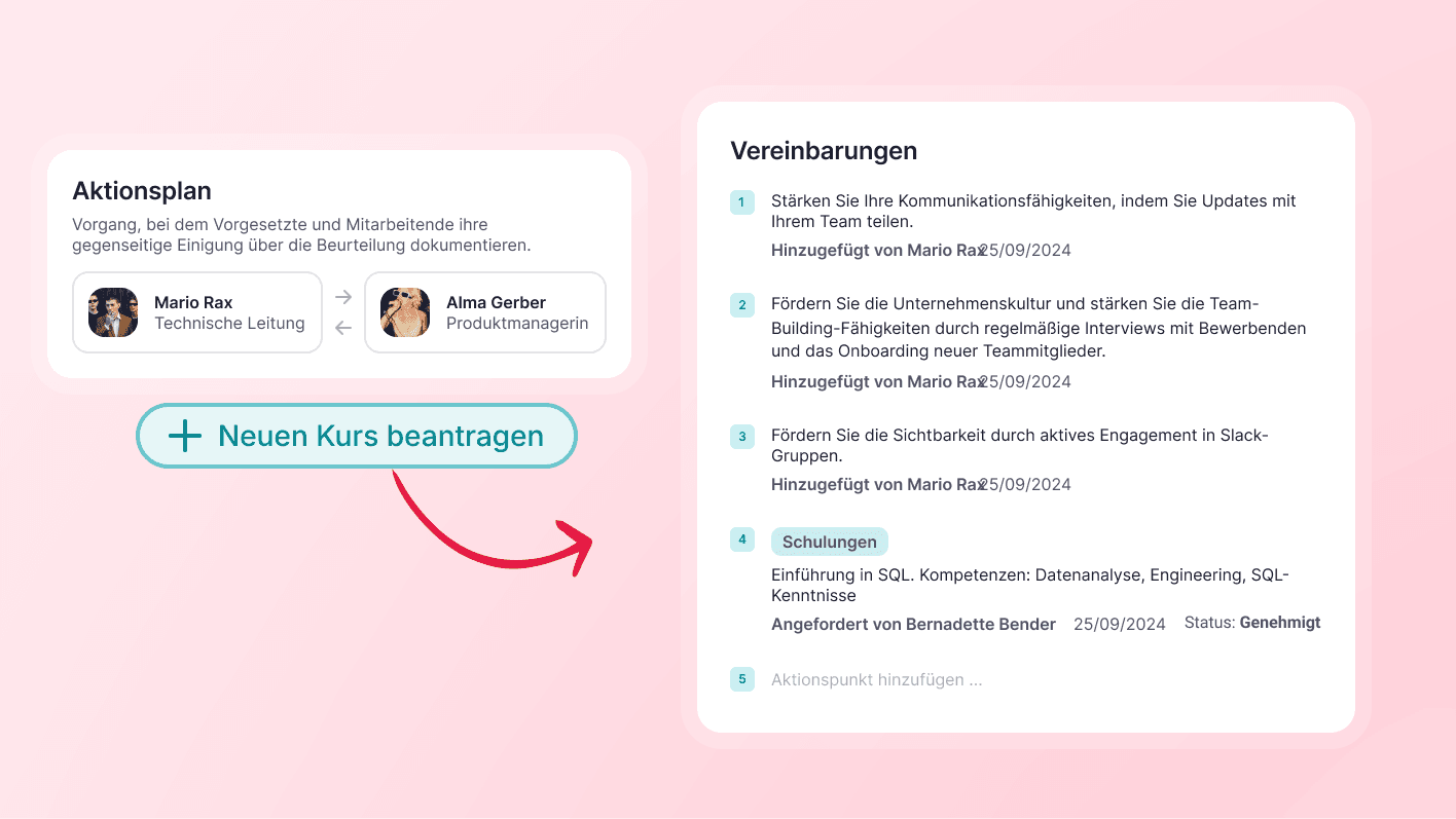 Nahtlose Verknüpfung von Leistungsbeurteilungen und Schulungen