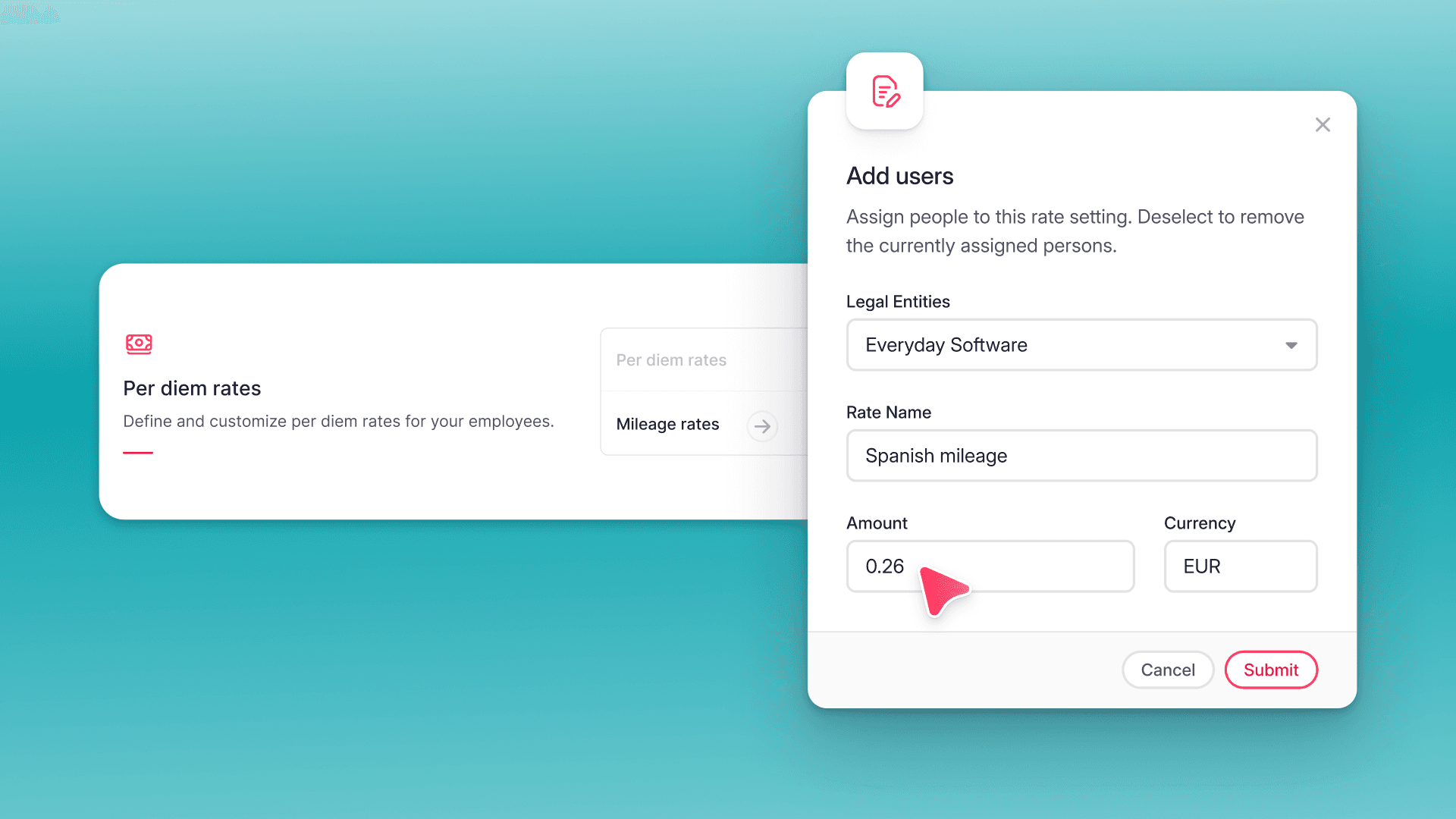 Kilometerkosten festlegen und verwalten