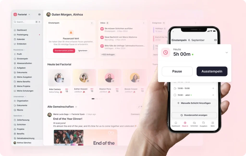 time tracking app product screen